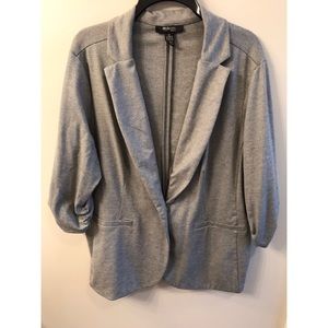 Plus size grey cotton blazer